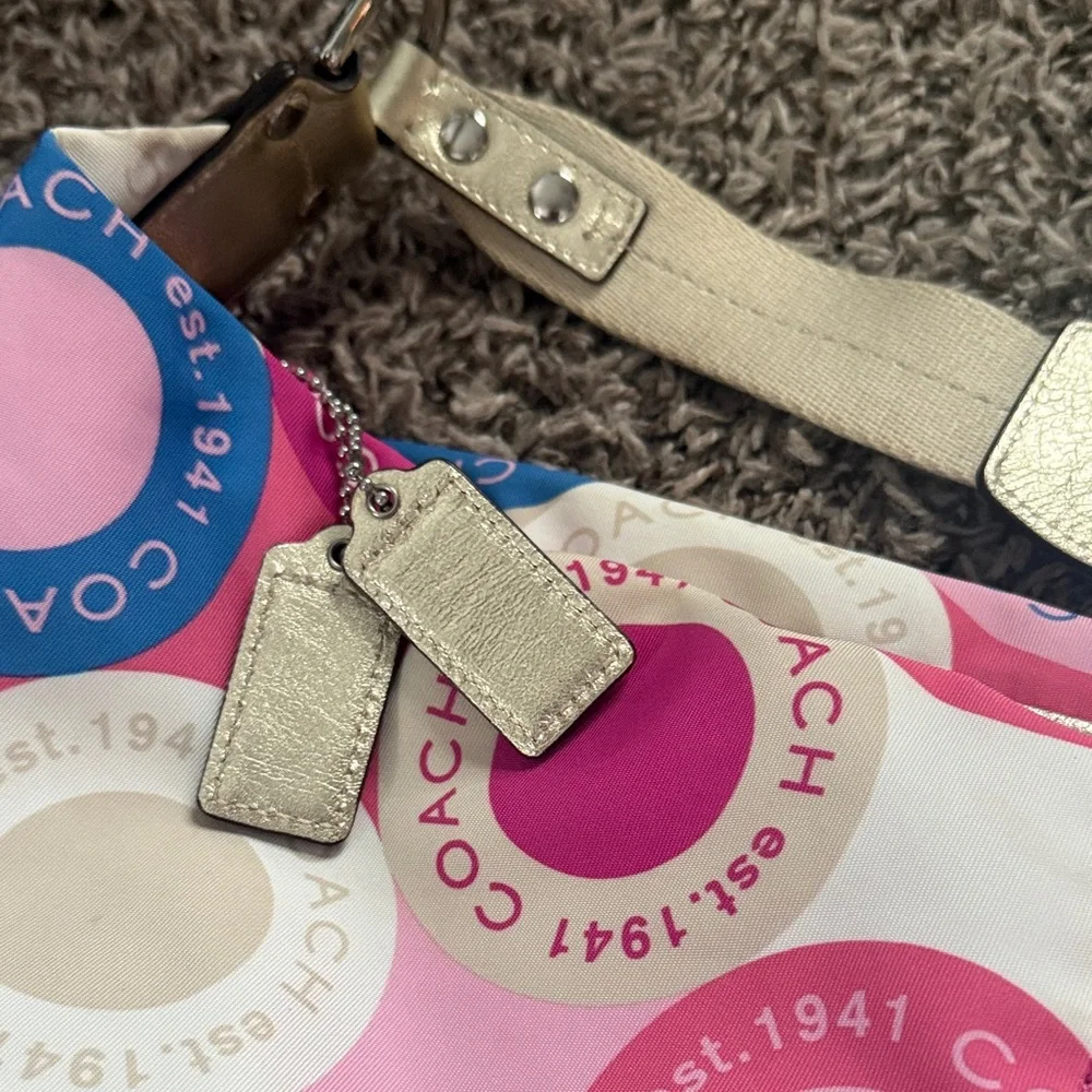 Coach Pink and Blue Hobo Bag - Picture 3 of 8